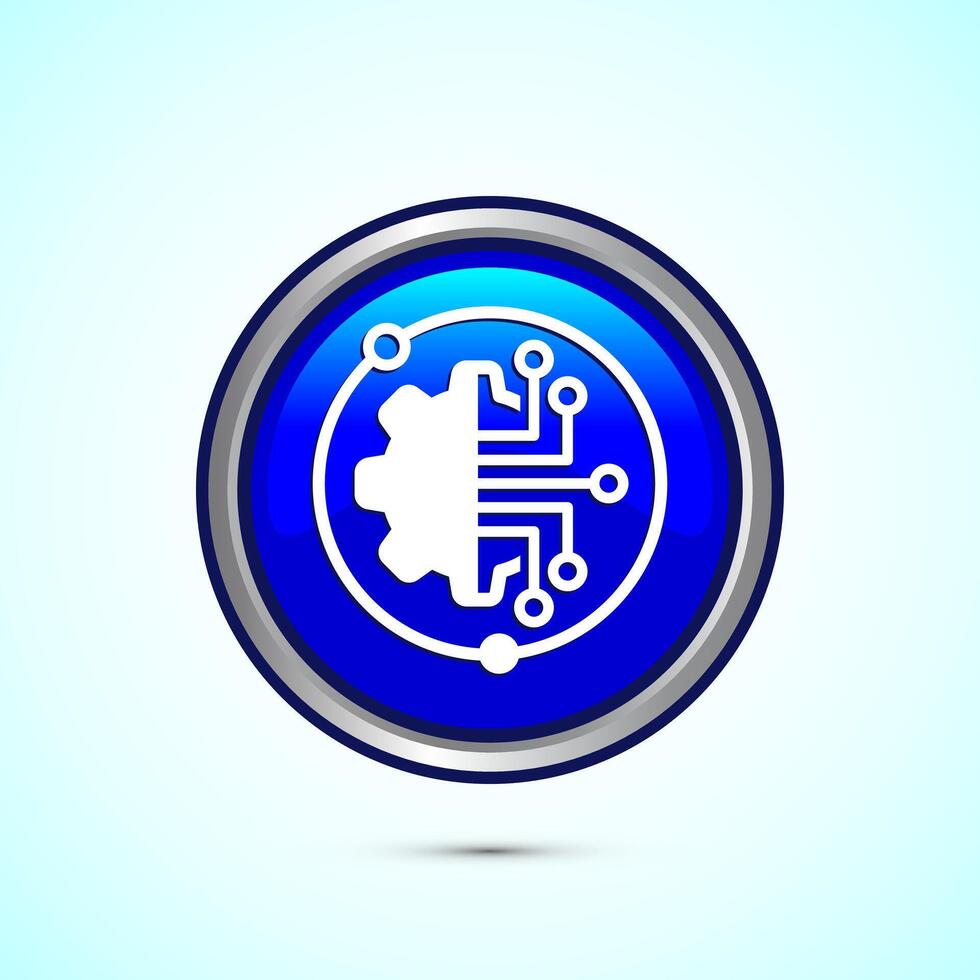 Digital transformation icon. Digitalization sign suitable for mobile apps, and web designs, Blue color round button design vector