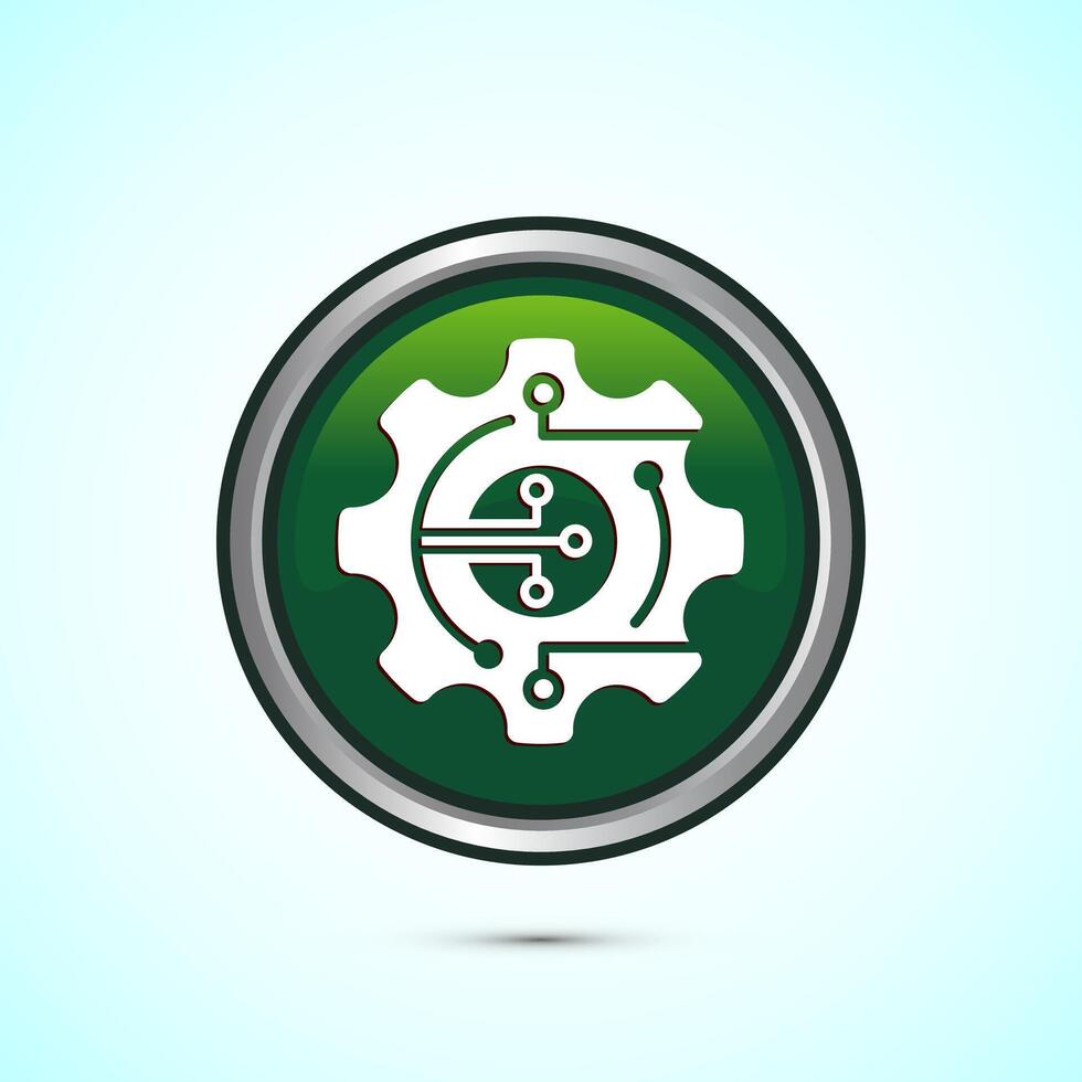 Digital transformation icon. Digitalization sign suitable for mobile apps, and web designs, Green color round button design vector