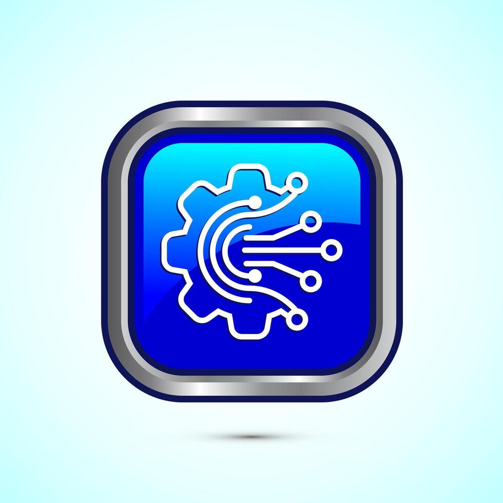 Digital transformation icon. Digitalization sign suitable for mobile apps, and web designs, Blue color square button design vector