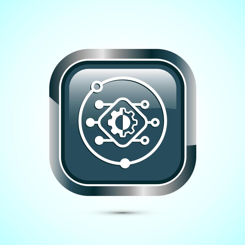 Digital transformation icon. Digitalization sign suitable for mobile apps, and web designs, Gray color square button design vector