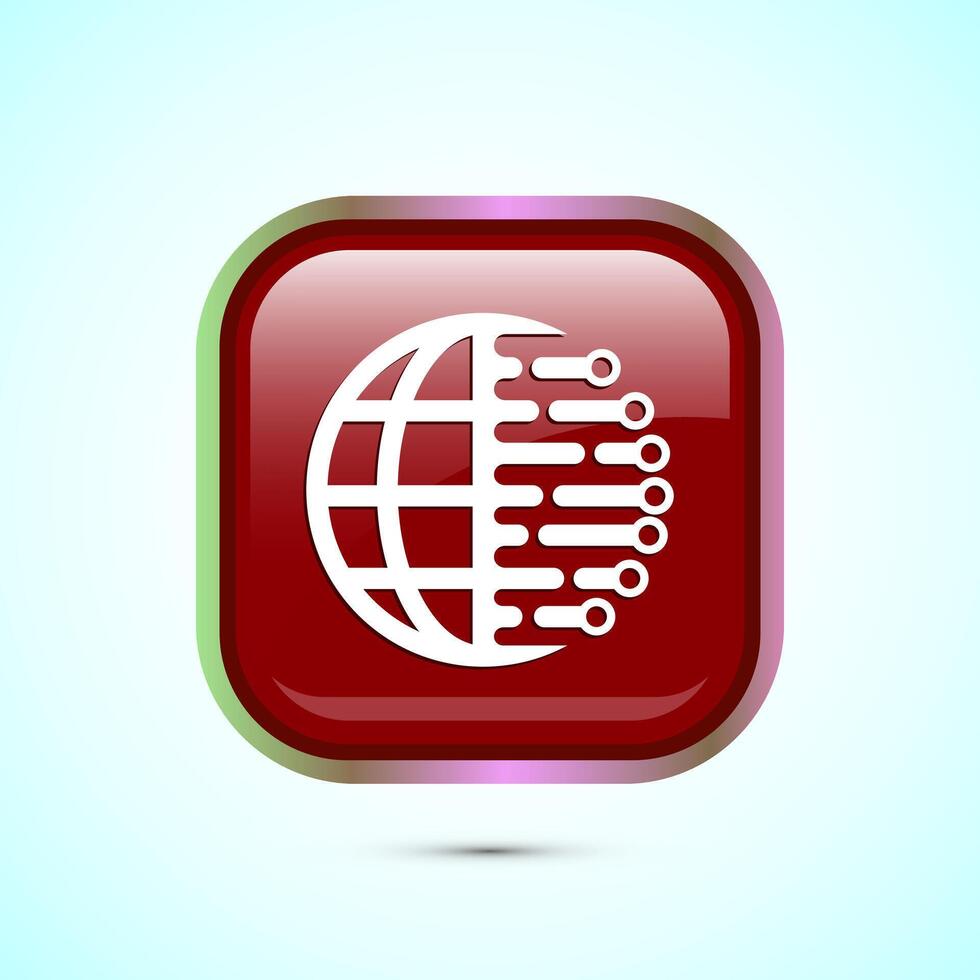 Digital transformation icon. Digitalization sign suitable for mobile apps, and web designs, Red color square button design vector