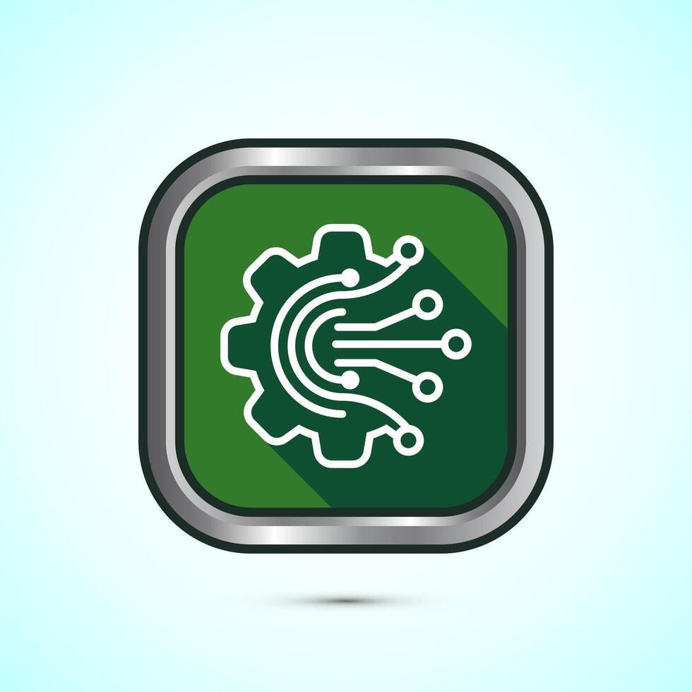 Digital transformation icon. Digitalization sign suitable for mobile apps, and web designs, Green shadow button design vector