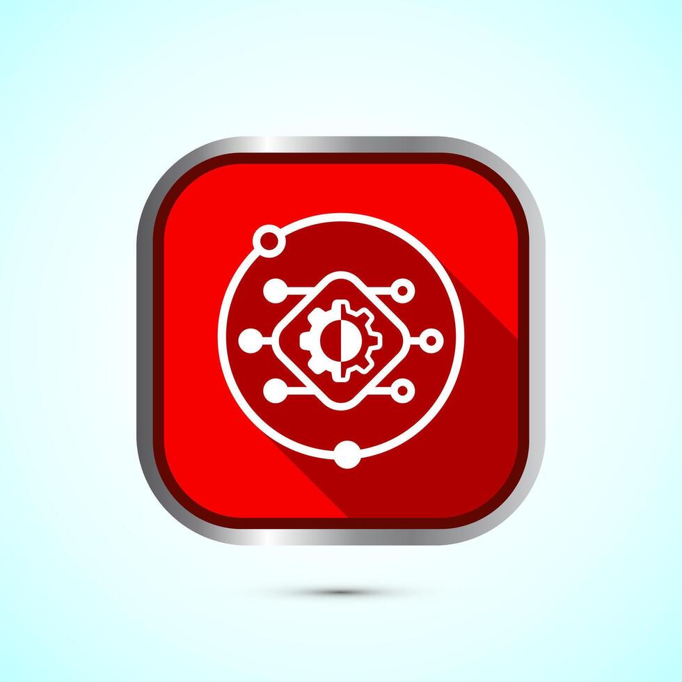 Digital transformation icon. Digitalization sign suitable for mobile apps, and web designs, Red shadow button design vector