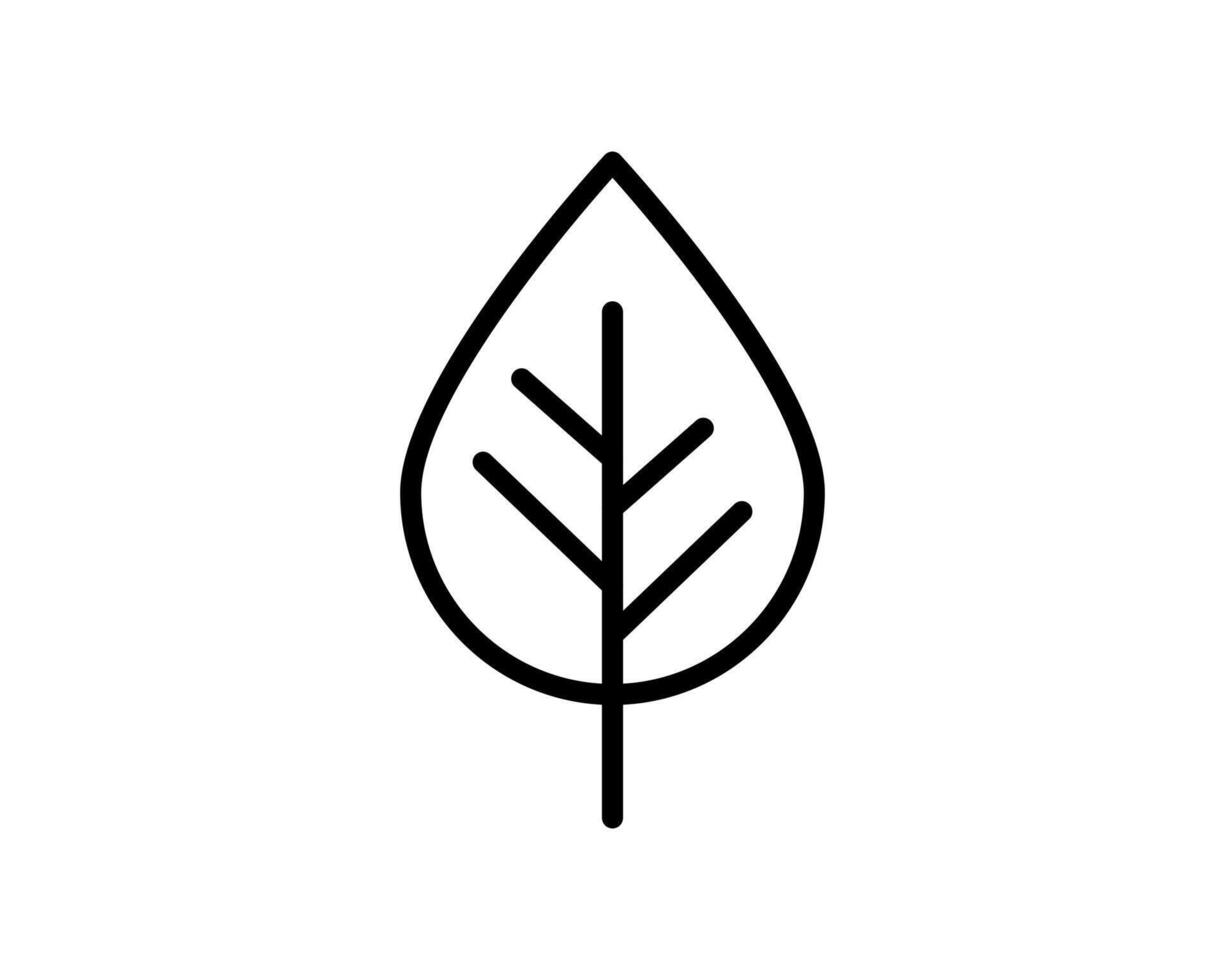 Simple, elegant leaf line art icon. Perfect for ecofriendly logos, websites, or app design. Clean minimalist style easily adaptable to various branding needs. Versatile and visually appealing. vector