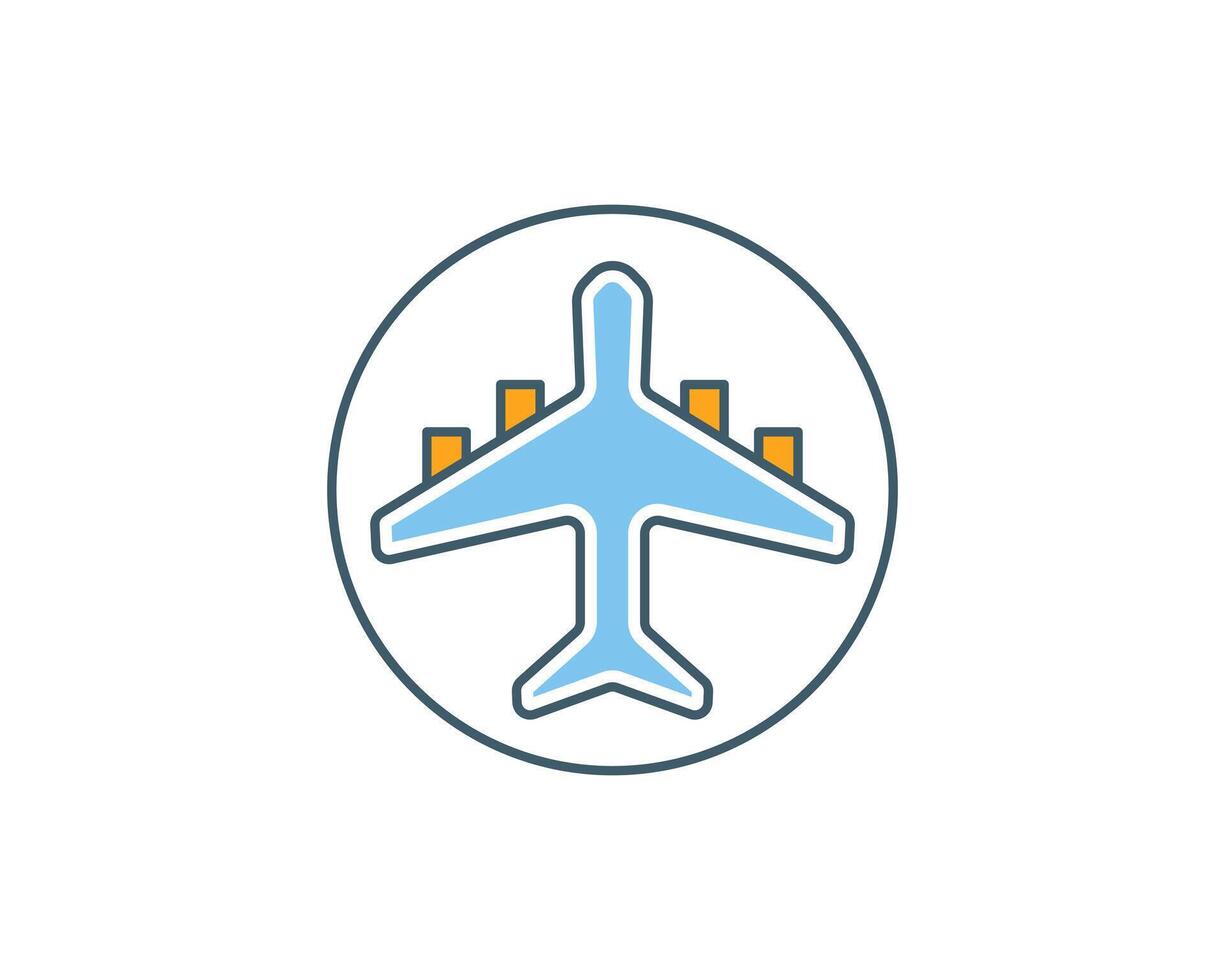 Clean, modern icon of an airplane inside a circle. Perfect for travel, aviation, and transportation websites, apps, or presentations. vector