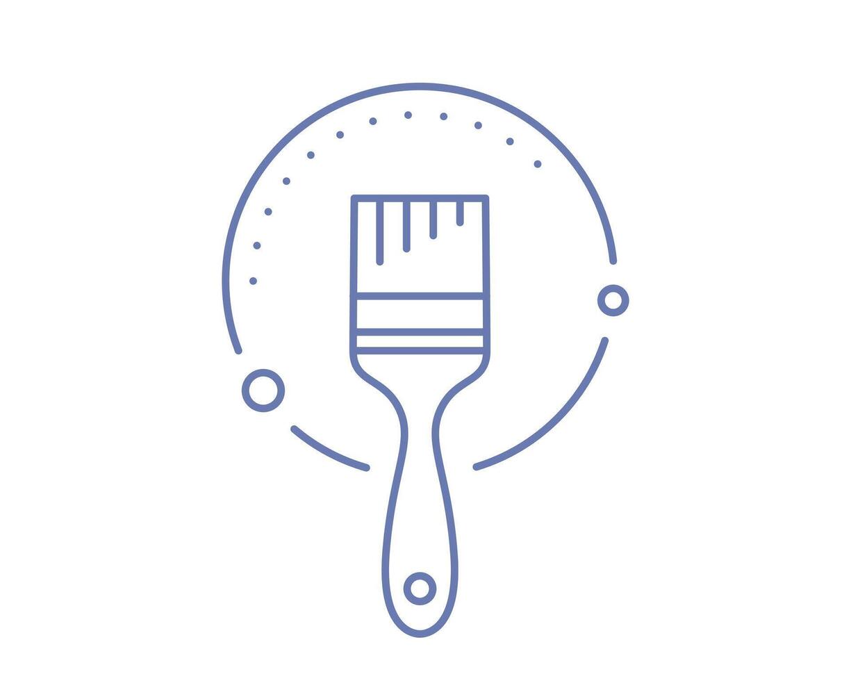 Stylish line art paintbrush icon in a circle. Perfect for websites, apps, and branding related to art, design, DIY, home improvement, or renovation. Clean, modern aesthetic. vector