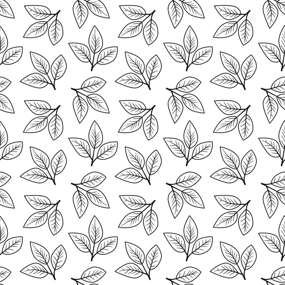 Elegant black and white leaf pattern. Perfect for textile design, wrapping paper, or website backgrounds. Simple, repeatable design with a clean aesthetic. vector