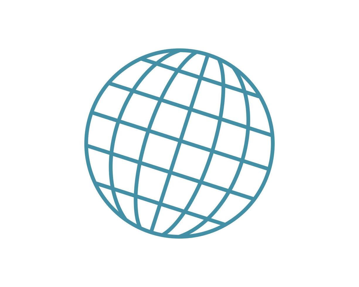 Simple, stylish teal globe icon perfect for websites, apps, presentations, and global concepts. Clean lines minimalist design ensure versatility. vector