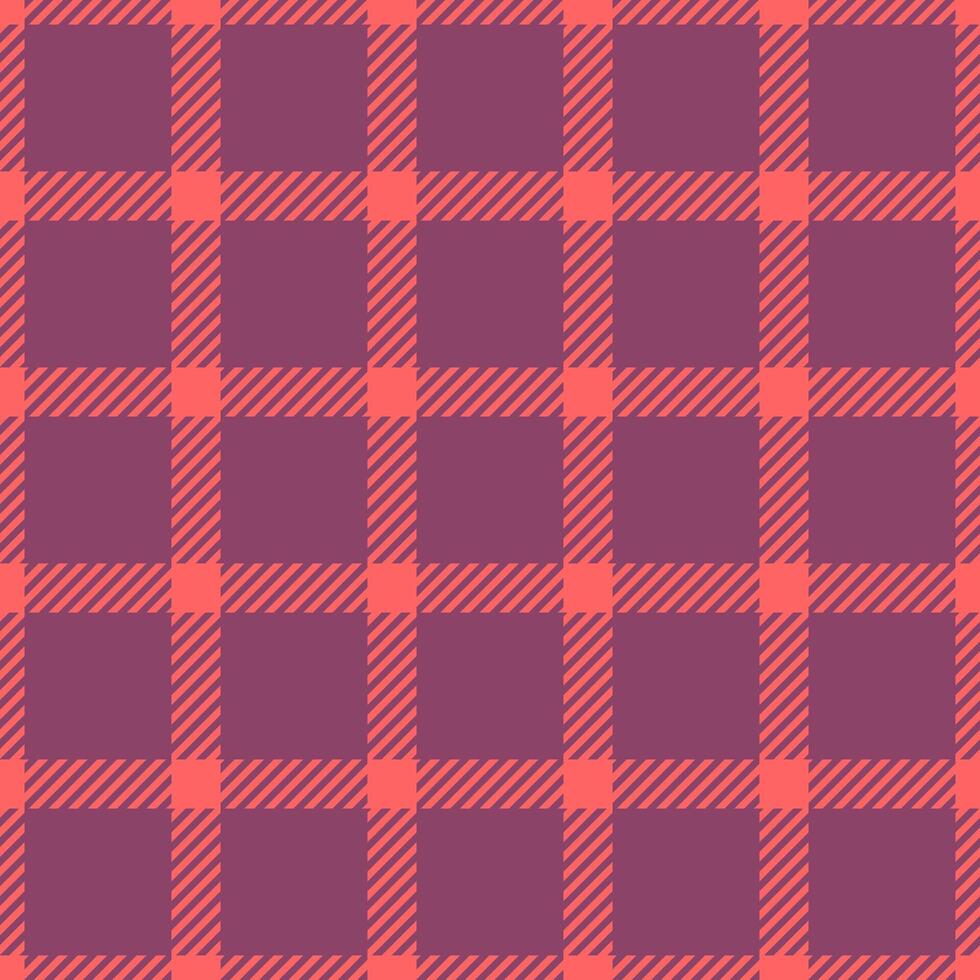 Vibrant coral and mauve plaid pattern. Perfect for textile design, fashion, website backgrounds, or any project needing a stylish geometric texture. Seamless repeat for easy application. vector