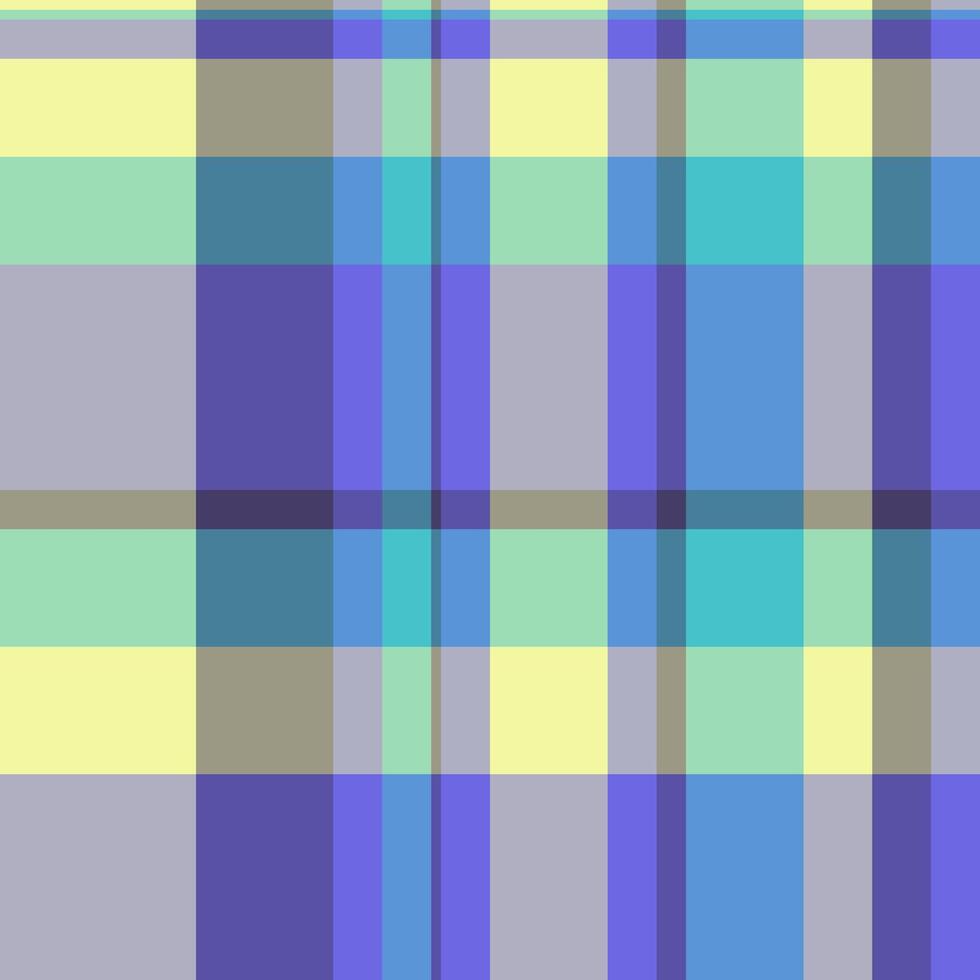 Vibrant pastel plaid pattern in soft blues, purples, and yellows. Perfect for textile design, website backgrounds, or fashion projects. vector