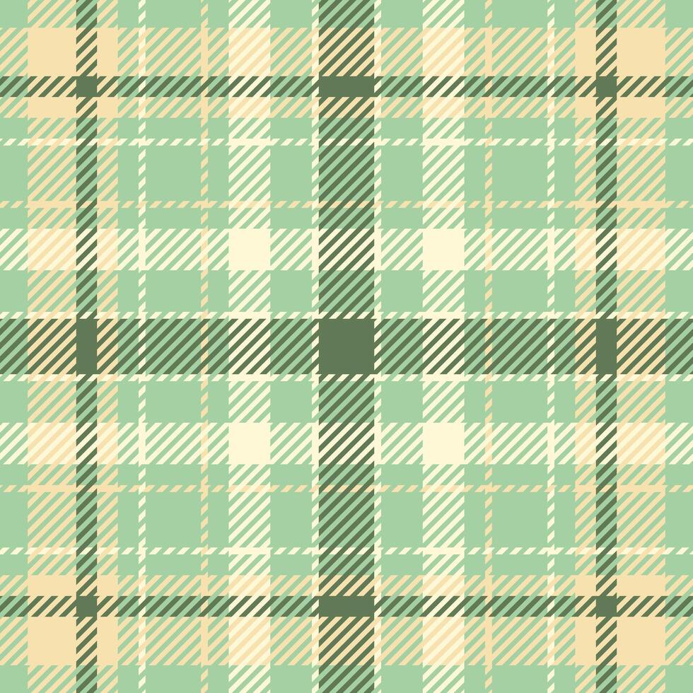 Elegant pastel green and beige plaid pattern. Seamless texture ideal for textile design, website backgrounds, or fashion projects. Subtle, sophisticated style evokes calmness and serenity. vector