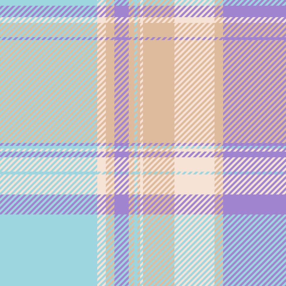 Stylish pastel plaid pattern in soft purple, beige, and aqua. Perfect for textile design, fashion, website backgrounds, or scrapbooking. Creates a calming and modern aesthetic. vector