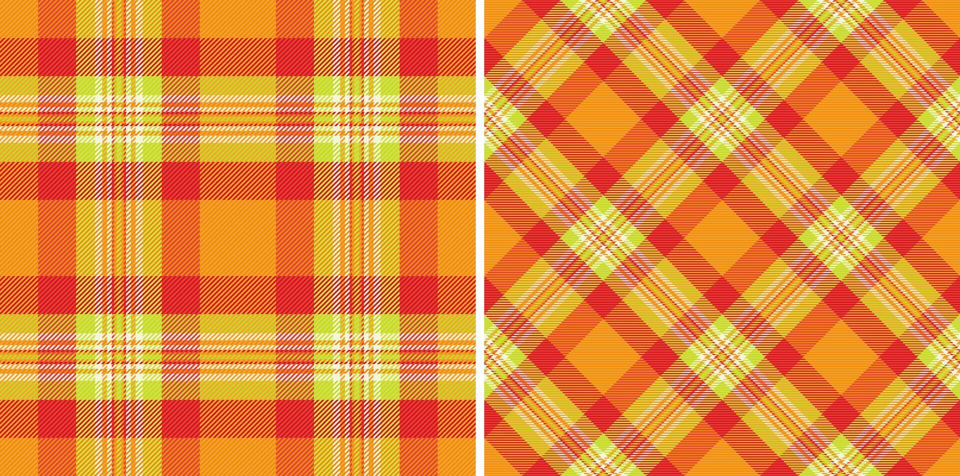 Check texture fabric of pattern tartan textile with a plaid seamless background. Set in fall colors of autumn fashion trends. vector