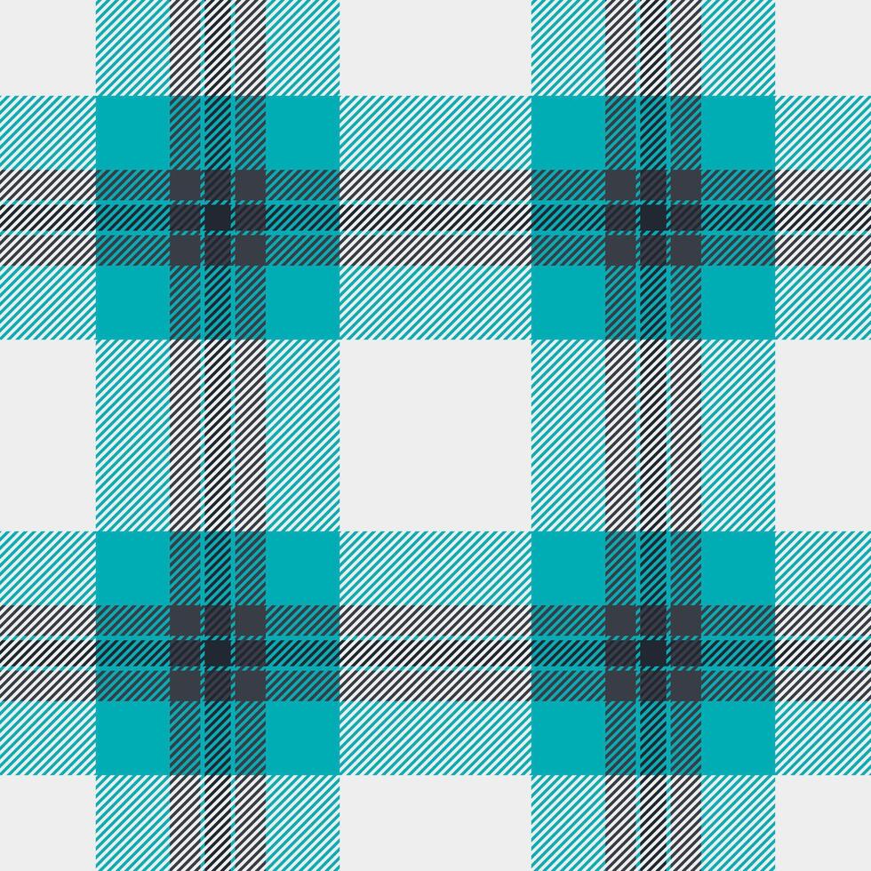 Vibrant teal and gray plaid pattern on a white background. Perfect for textile design, website backgrounds, or fashion projects. Clean, modern style. Seamless repeat. vector