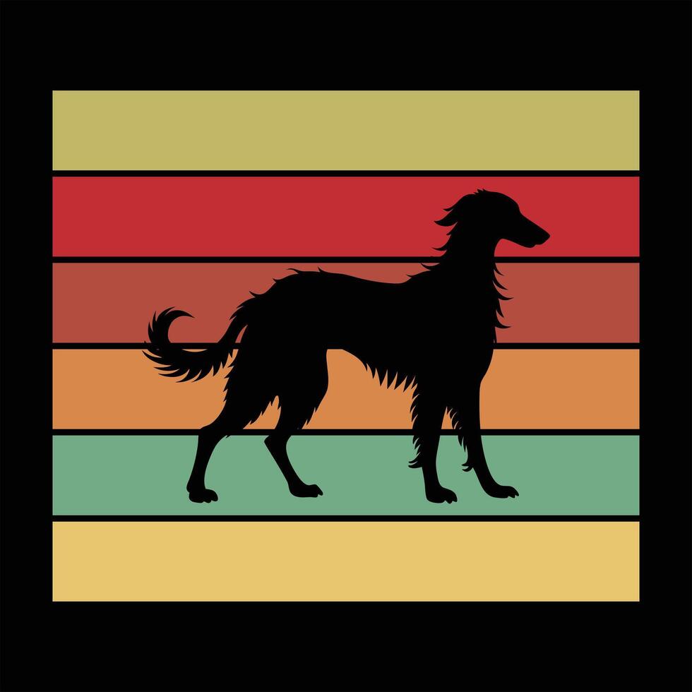Retro Irish Wolfhound Dog at Sunset Illustration vector