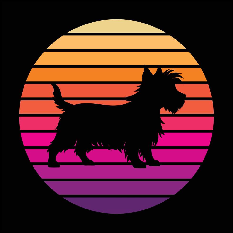 Retro Dog Silhouette with Sunset Vibes vector