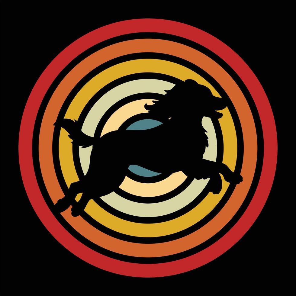Portuguese Water Dog Silhouette in Retro Glow vector