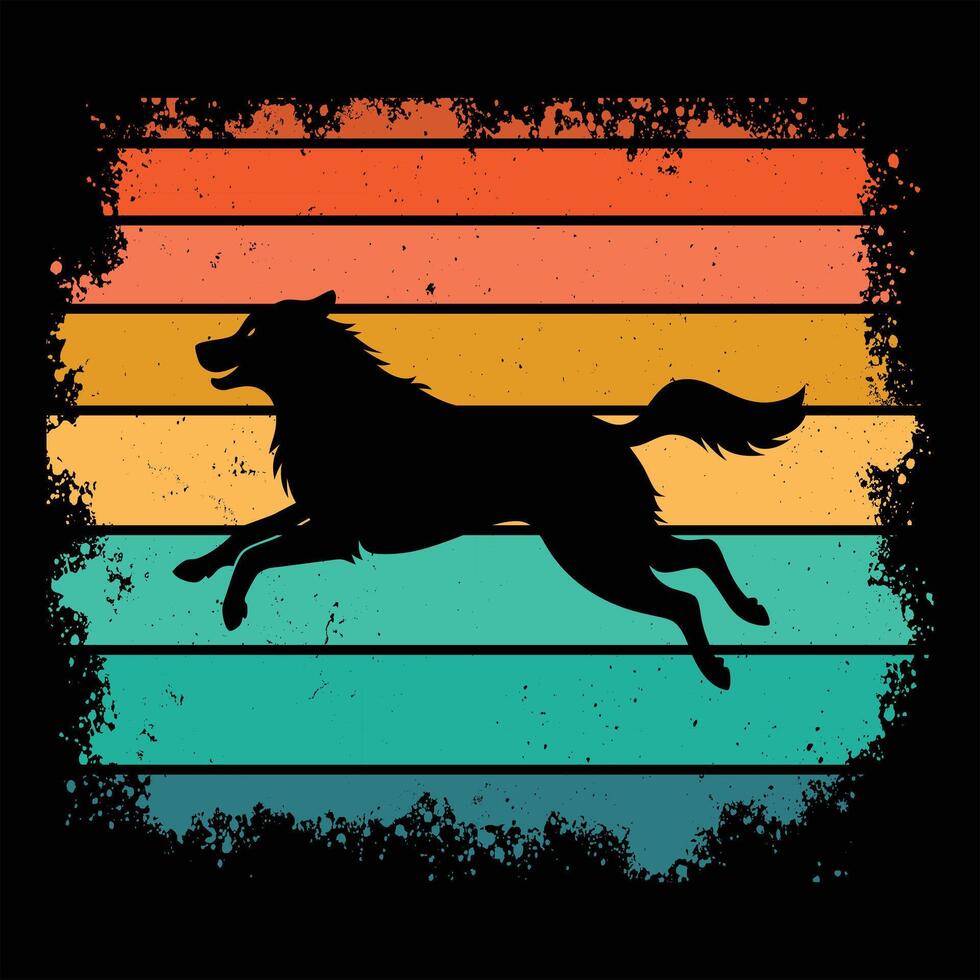 Classic Sunset with Great Pyrenees Silhouette vector