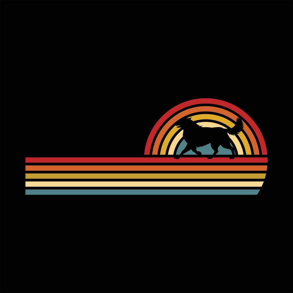 Great Pyrenees Dog in Retro Sunset Light vector