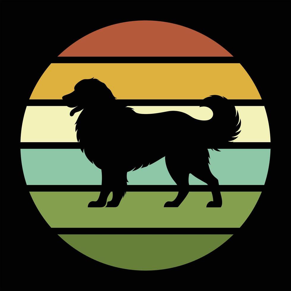 Great Pyrenees Dog in Retro Sunset Art vector