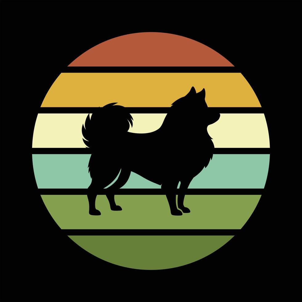 Samoyed Dog in Vintage Sunset Art vector