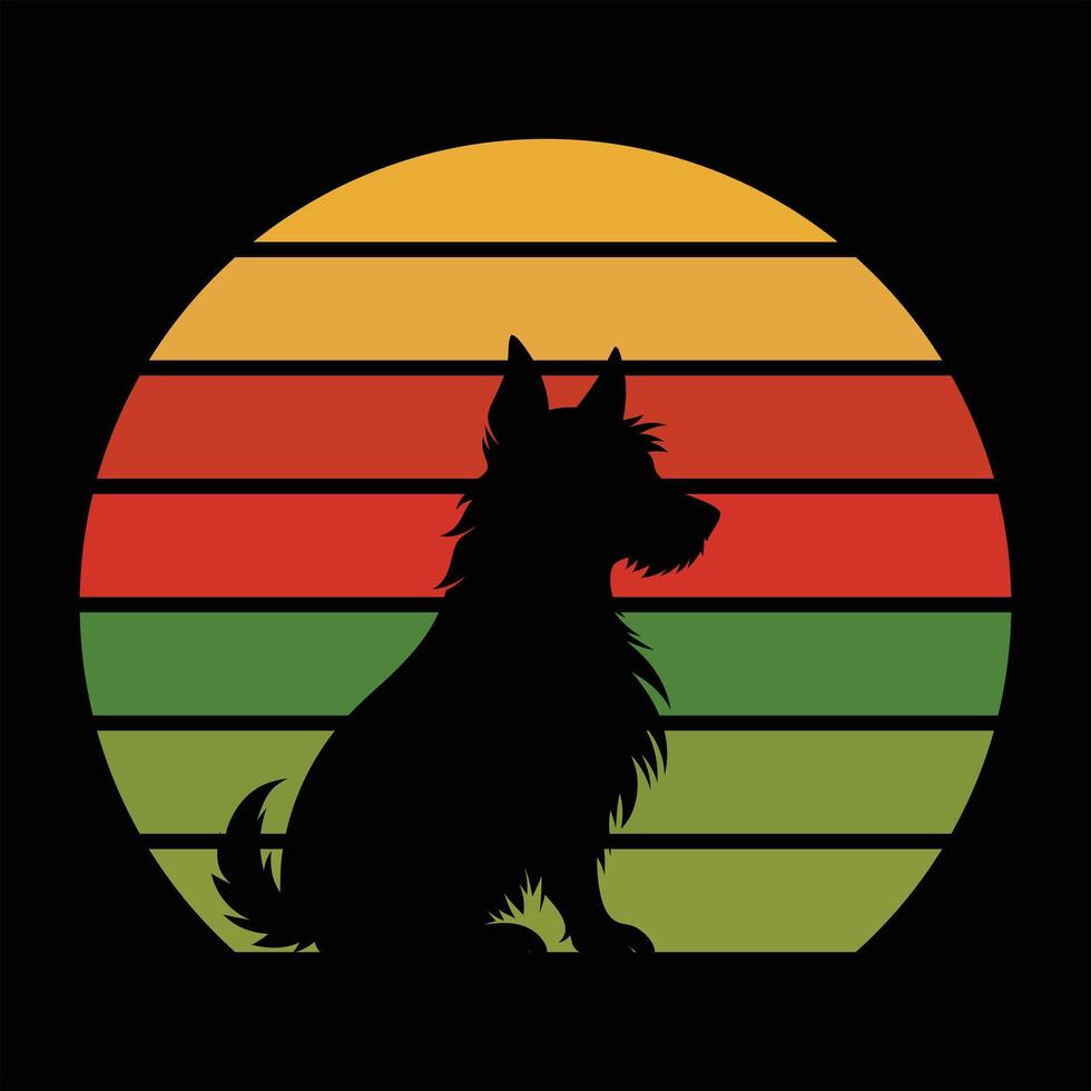 Cairn Terrier Retro Sunset Illustration vector
