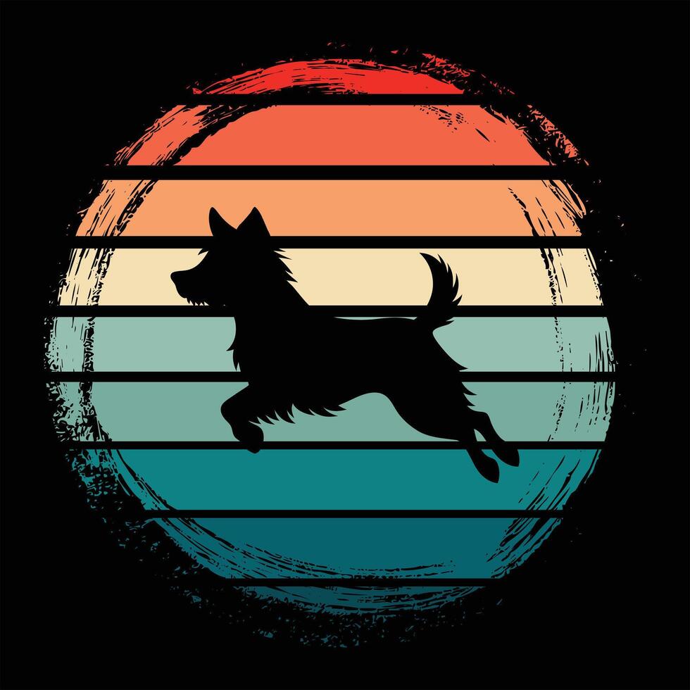 Dog Silhouette in Vintage Sunset Glow vector