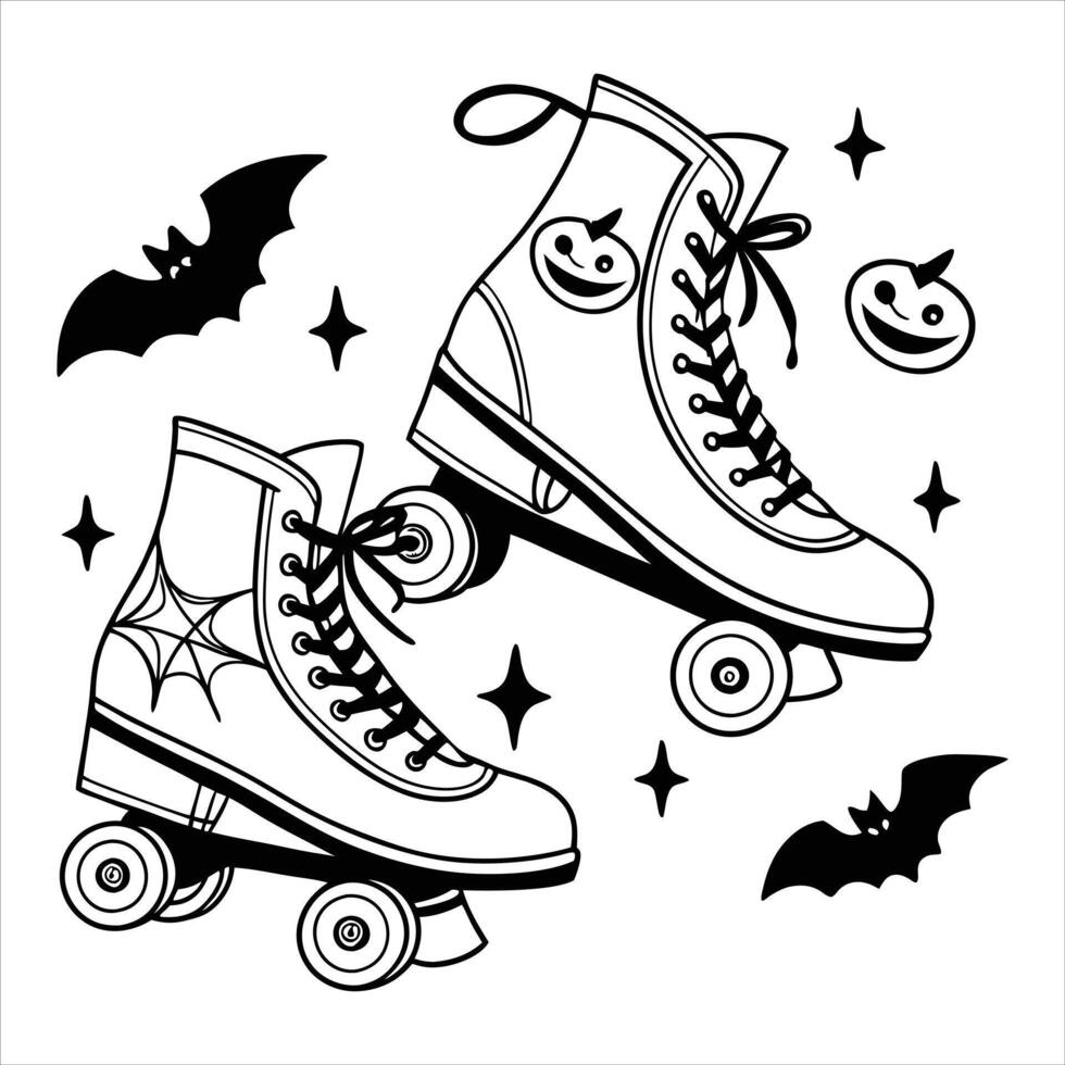 Hip Rollerblade Illustration Roller Boot and Skate Art Print vector