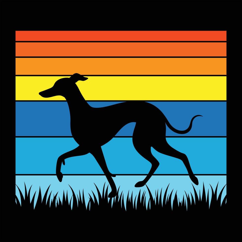 Sunset Retro Design with Italian Greyhound vector