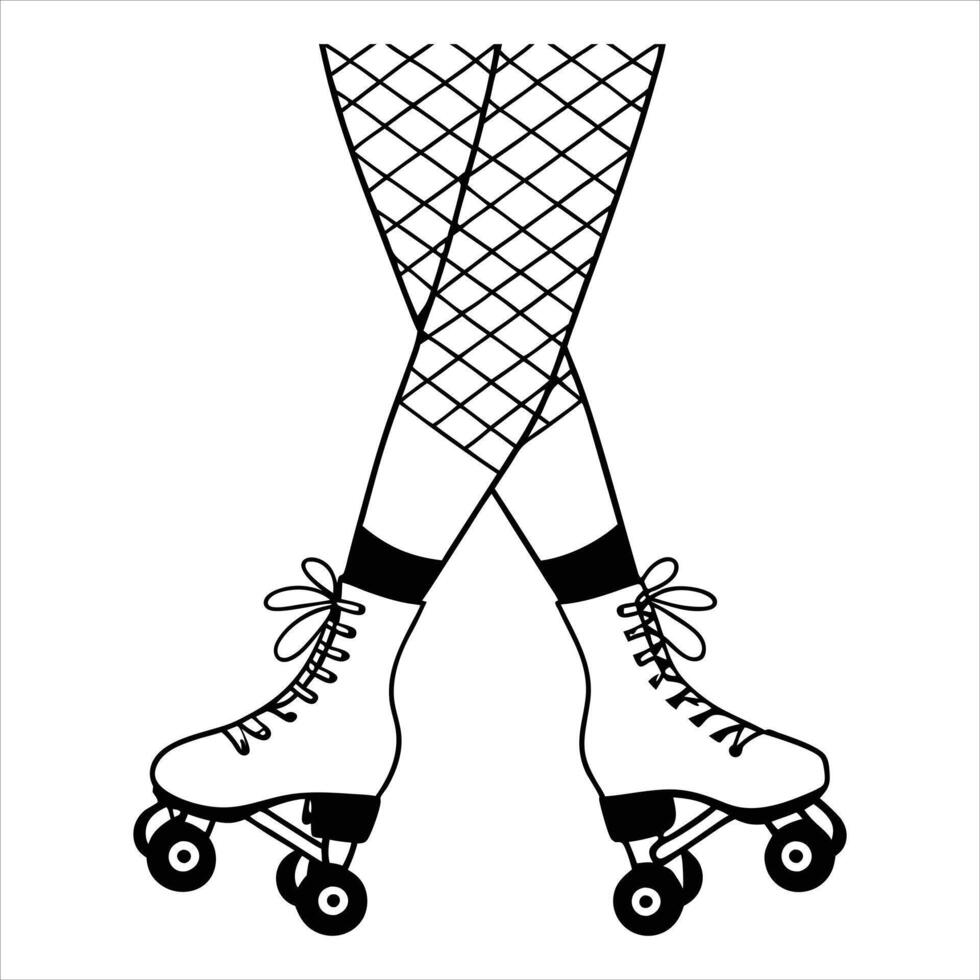 Exciting Rollerblade Drawing Roller Boot and Skate Clipart vector