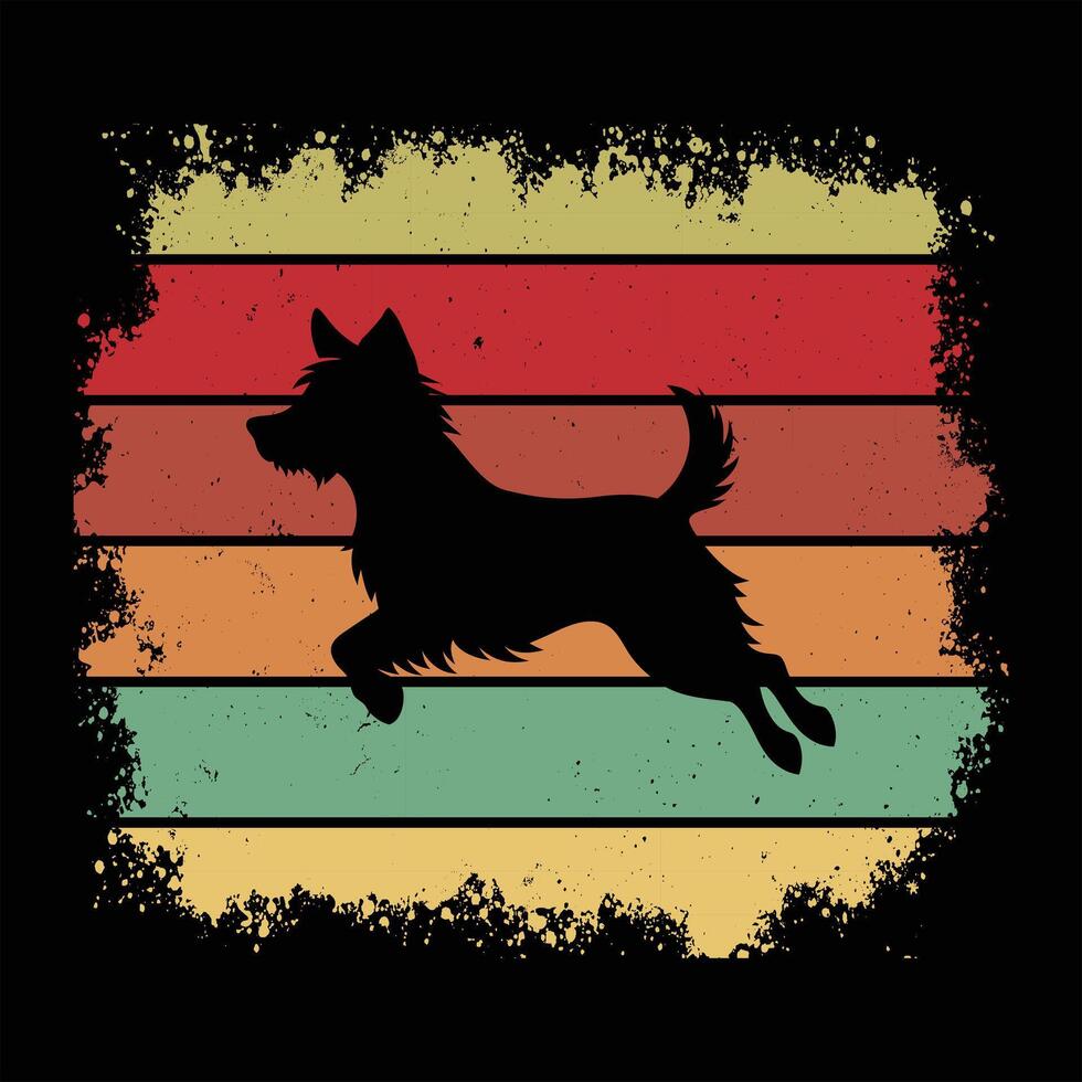 Retro Cairn Terrier Silhouette at Dusk vector
