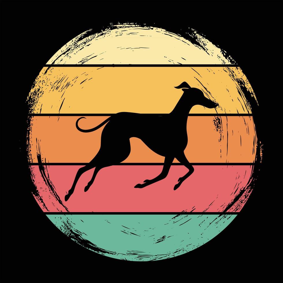 Italian Greyhound Dog in Sunset Retro Style vector
