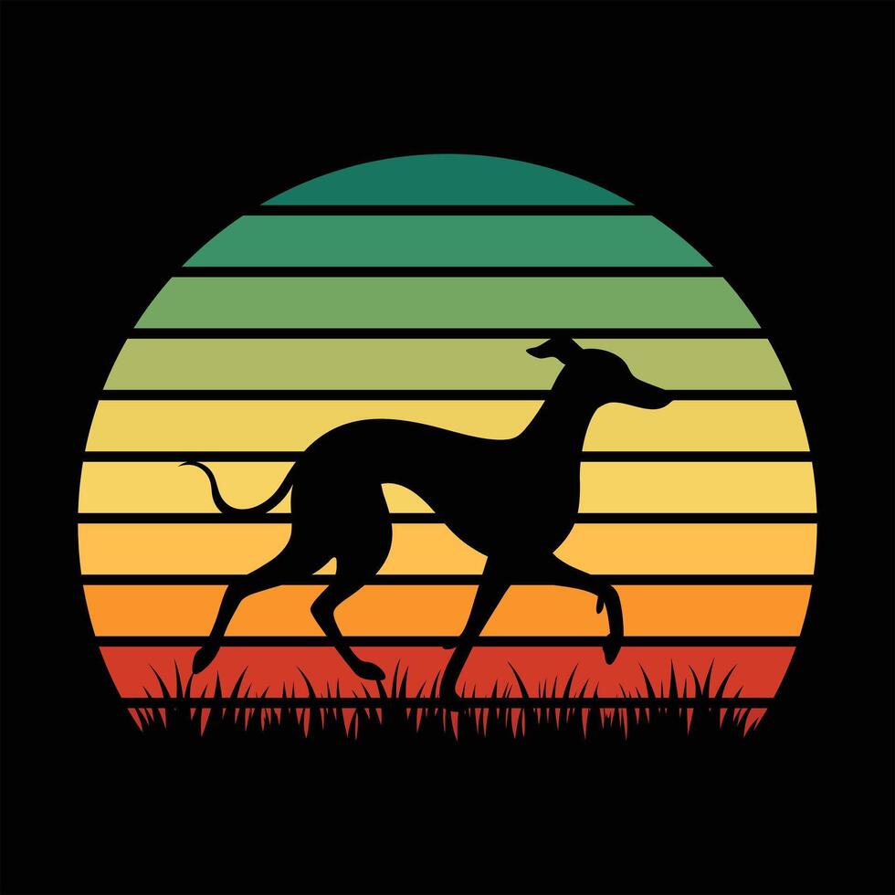 Vintage Italian Greyhound at Sunset Scene vector