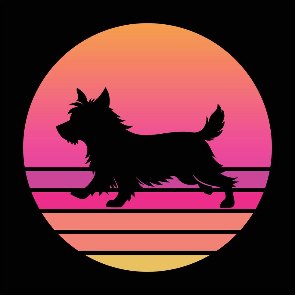 Cairn Terrier Dog in Retro Sunset Light vector