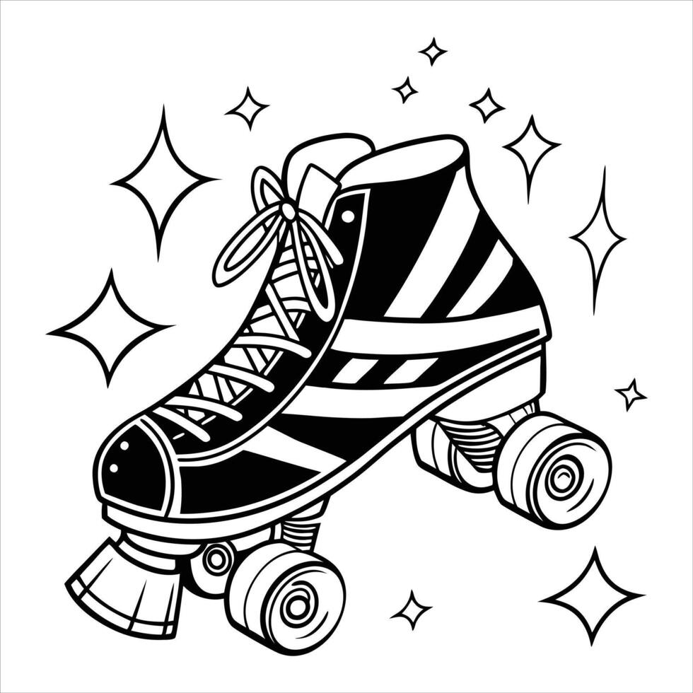 Playful Roller Skate Sports Clipart Rollerblade and Boot Drawing vector