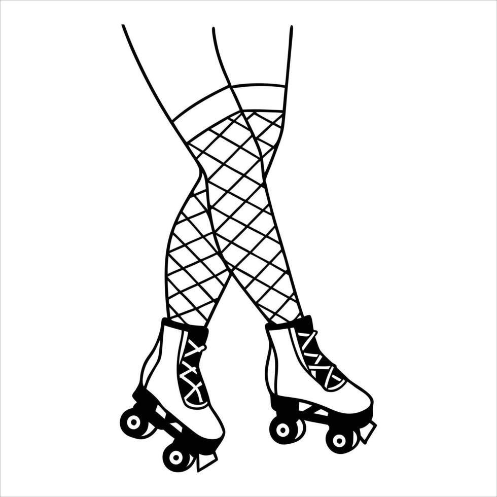 Energetic Roller Skate Sports Clipart Rollerblade and Boot Sketch vector