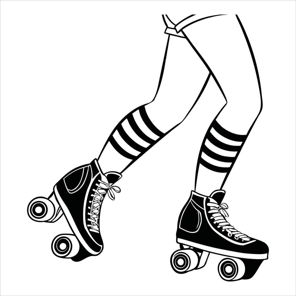 Sporty Rollerblade Sketch Roller Boot and Skate Design vector