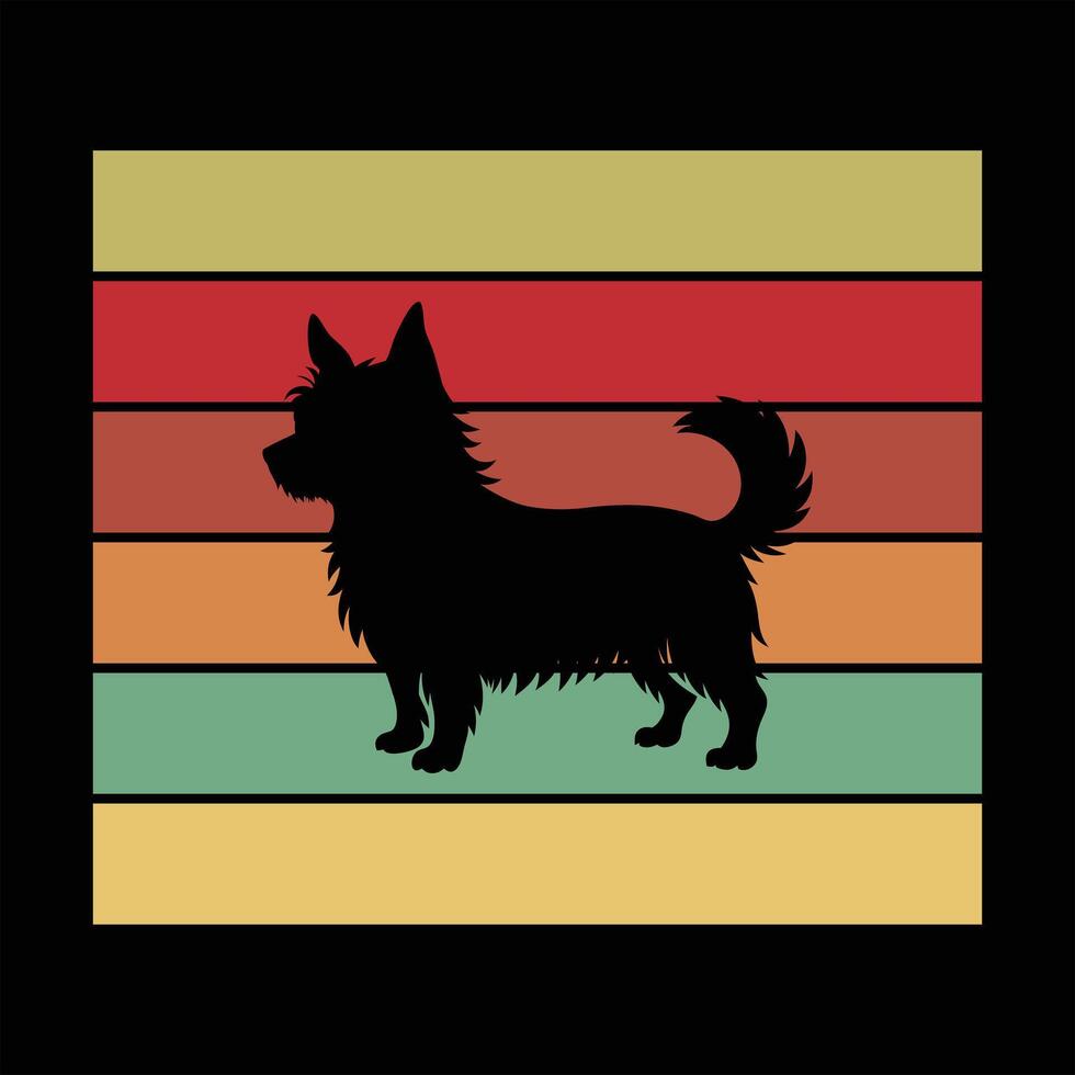 Dog Silhouette in Retro Sunset Illustration vector