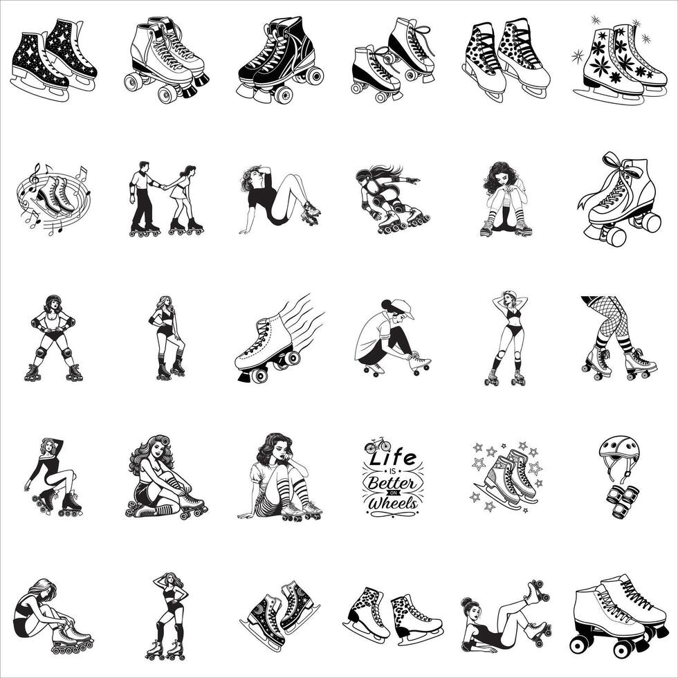 Creative Rollerblade Illustration and Sports Clipart Design vector