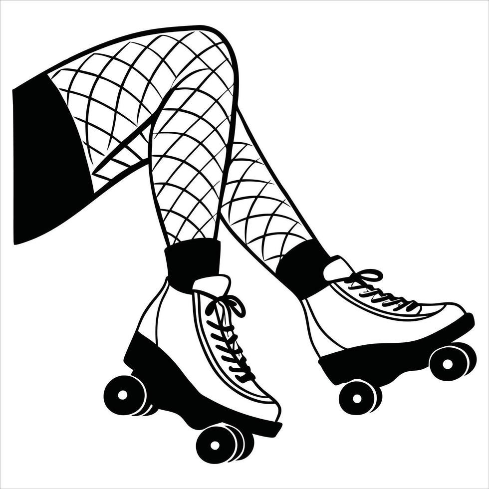 Modern Roller Skate Art Rollerblade and Boot Illustration vector