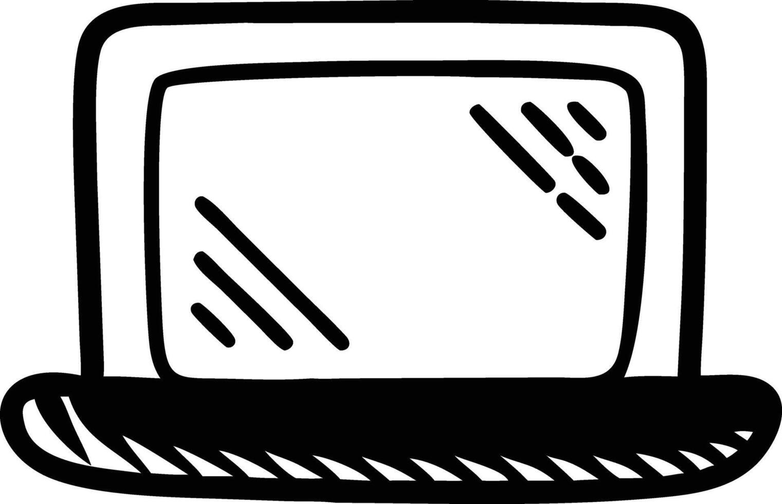 A black and white drawing of a laptop vector