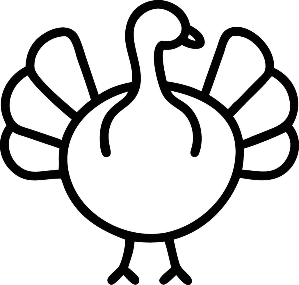 A turkey is shown in a black and white outline vector