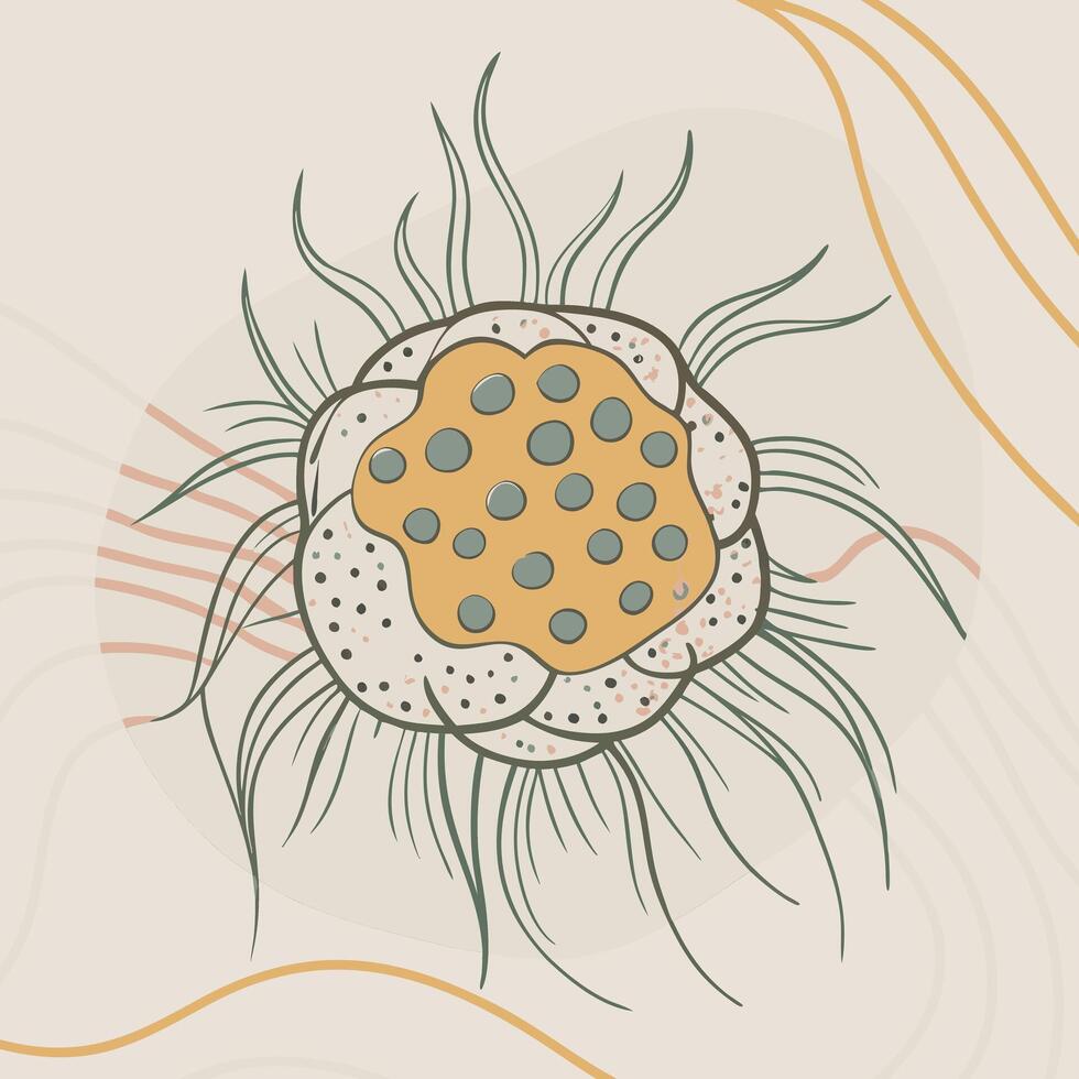 An illustration of a cell with a dot on it vector