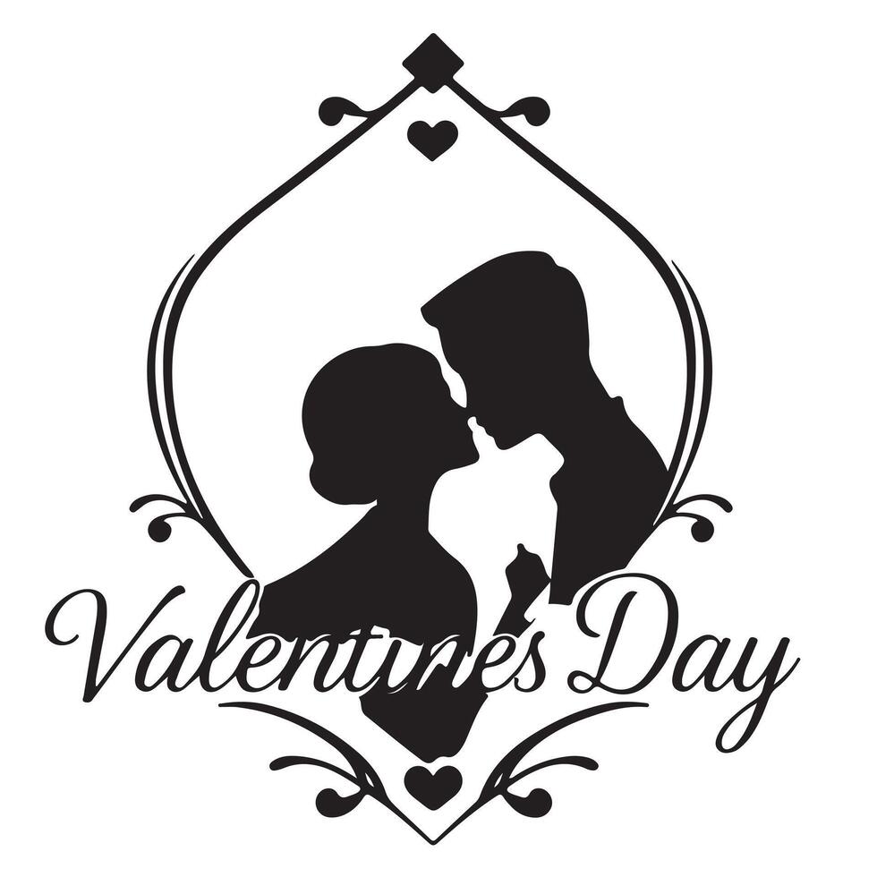 Valentine's day logo with a couple kissing vector