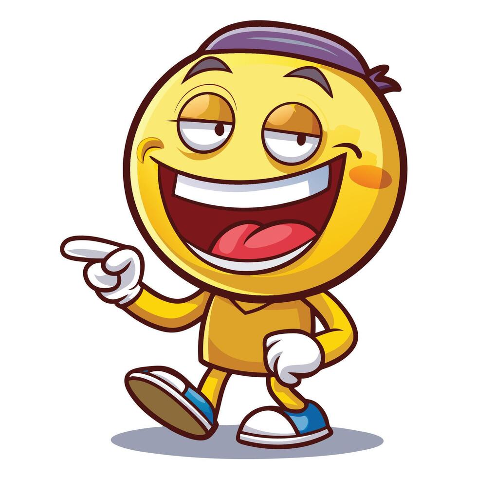 a cartoon emoticion with a big smile on his face white background vector