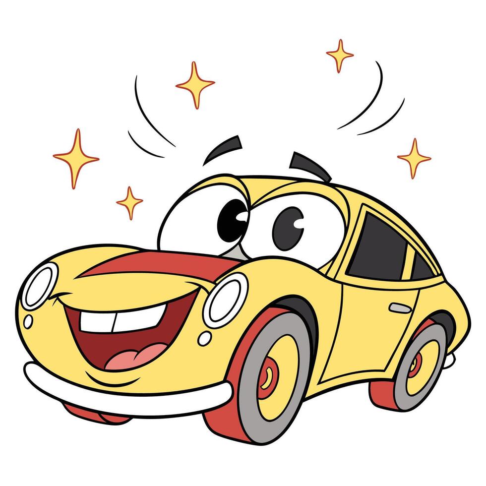 cartoon car smiling face white background vector