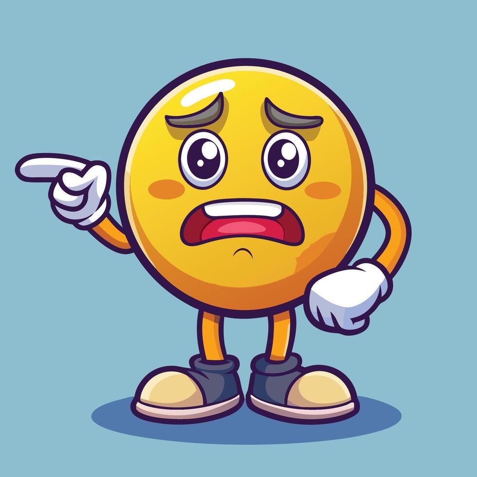 emoticon character with angry expression pointing finger something vector