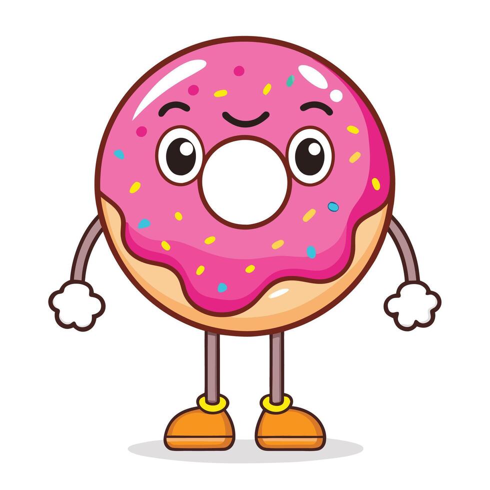 a cartoon donut character with arms white background, vector