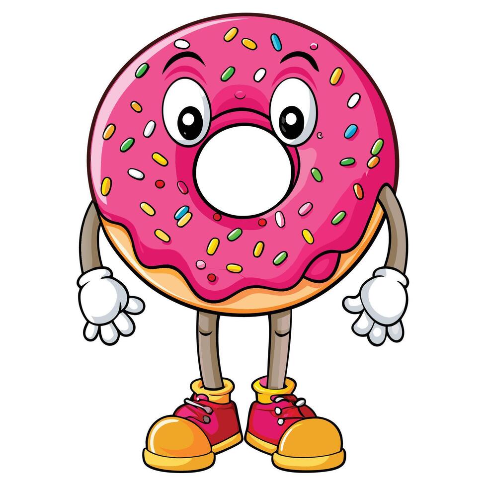 a cartoon donut character with white background, vector