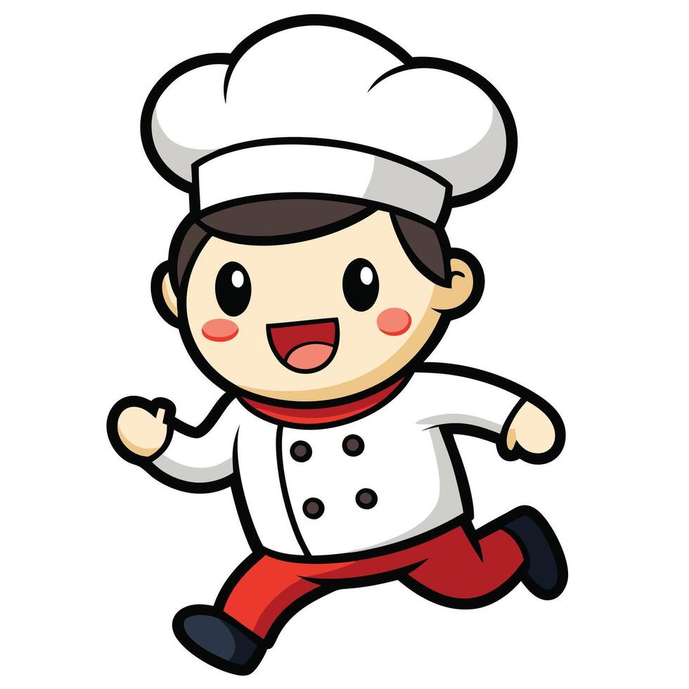 cartoon chef running with a smile on his face white background vector